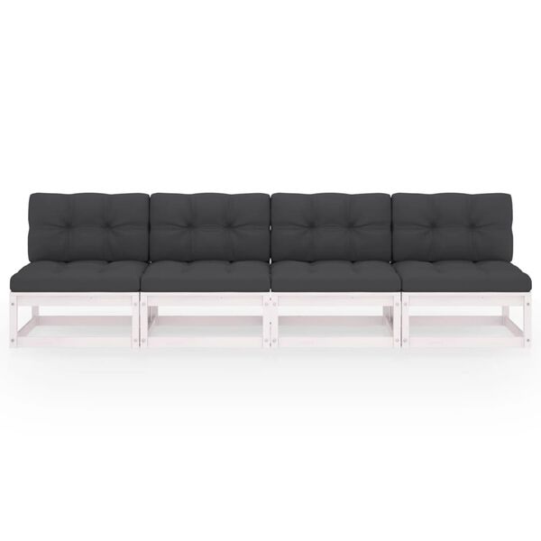 vidaXL 4-osobowa sofa ogrodowa z poduszkami, lite drewno sosnowe