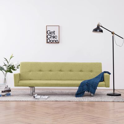 vidaXL Sofa rozkładana z podłokietnikami, zielona, poliester
