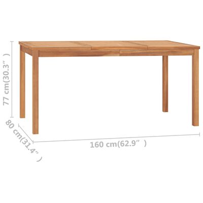 vidaXL Stół ogrodowy, 160x80x77 cm, lite drewno tekowe