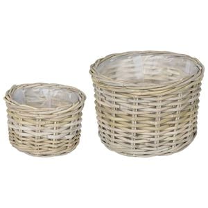 vidaXL Kosz na rośliny GENDT 2 szt. Naturalna szarość Rattan Kubu