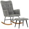 vidaXL Fotel bujany z podn&oacute;żkiem, szary, postarzane pł&oacute;tno