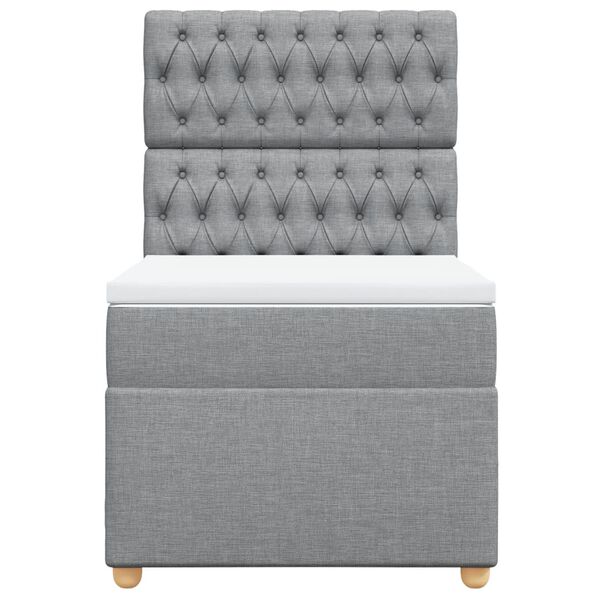 vidaXL Ł&oacute;żko kontynentalne z materacem, jasnoszare, tkanina, 80x200 cm