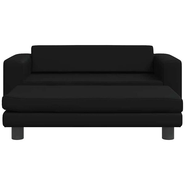 vidaXL Sofa dziecięca z podn&oacute;żkiem, czarna, 100x50x30 cm, ekosk&oacute;ra