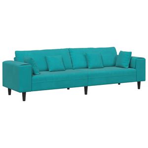 vidaXL Sofa z poduszką Turkusowy 250 x 77 x 76 cm Aksamit