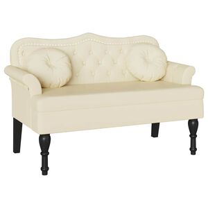 vidaXL Fotel Chesterfield Kremowy 120,5 x 65 x 75 cm Sk&oacute;ra ekologiczna