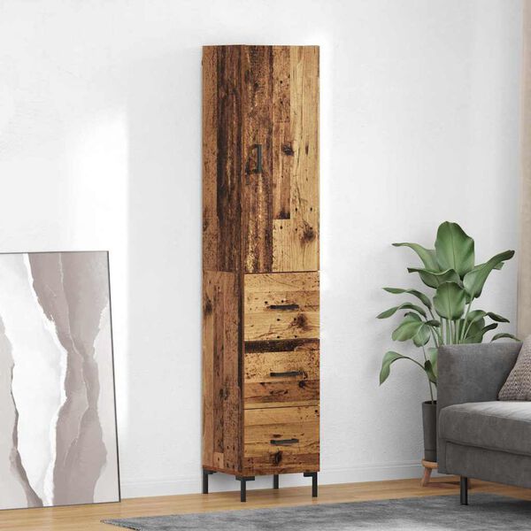 vidaXL Highboard z szufladą Stare drewno 69,5 x 34 x 180 cm