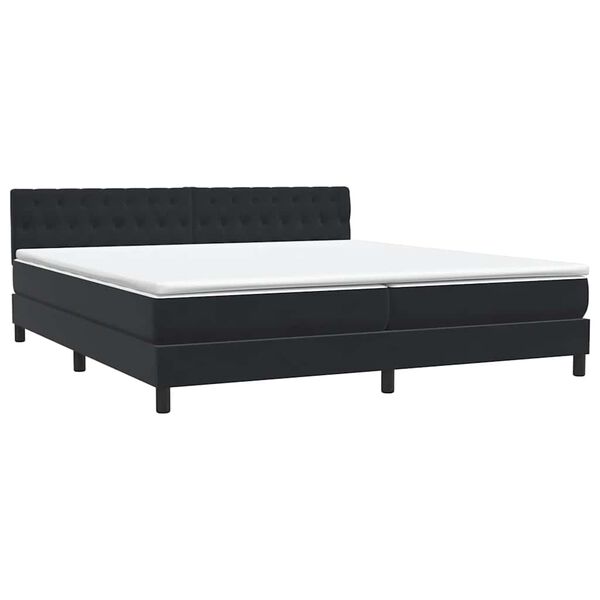 vidaXL Ł&oacute;żko typu Box Spring z materacem Czarny 200x220 cm Aksamit