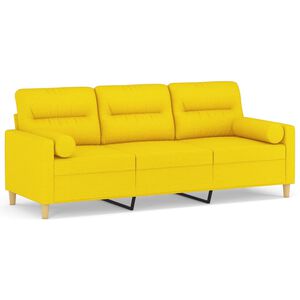 vidaXL 3-osobowa sofa z poduszkami, jasnoż&oacute;łta, 180 cm, tkanina