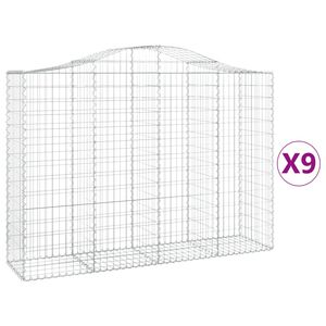 vidaXL Kosze gabionowe, 9 szt, 200x50x140/160 cm, galwanizowane żelazo