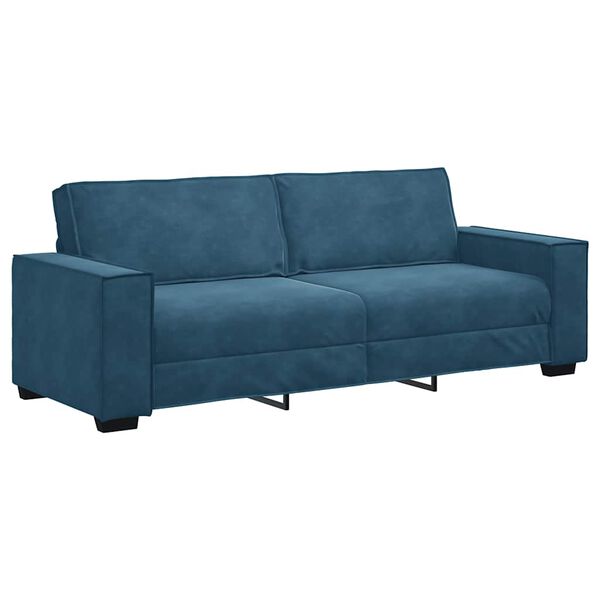 vidaXL Sofa 3-osobowa, niebieski, 220x78x84 cm, tapicerowana aksamitem