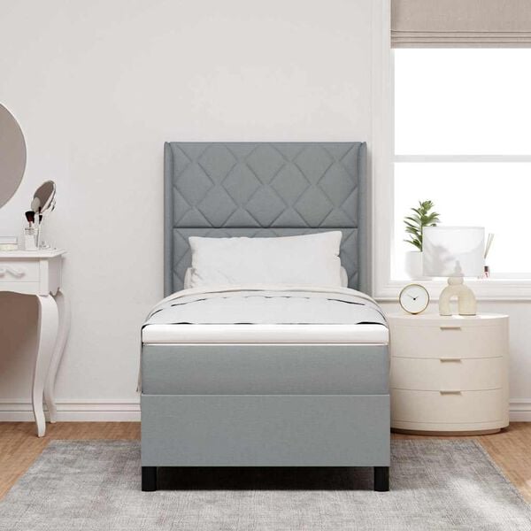 vidaXL Ł&oacute;żko sprężynowe z materacem Jasnoszary 100 x 200 cm tkanina