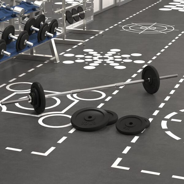 vidaXL Sztanga z zestawem obciążnik&oacute;w, 60 kg, żeliwo