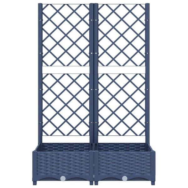 vidaXL Donica ogrodowa z kratką, niebiesko-szara, 80x40x121,5 cm, PP