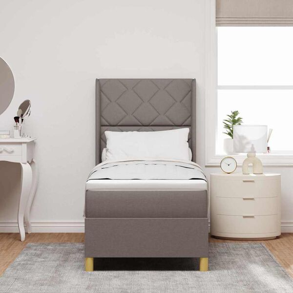 vidaXL Ł&oacute;żko sprężynowe z materacem Ciemnoszary 80 x 200 cm tkanina