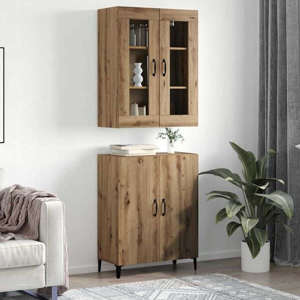 vidaXL Highboard 2 pcs Dąb rzemieślniczy Materiał drewnopochodny
