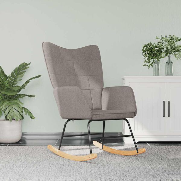 vidaXL Fotel bujany, kolor taupe, tapicerowany tkaniną