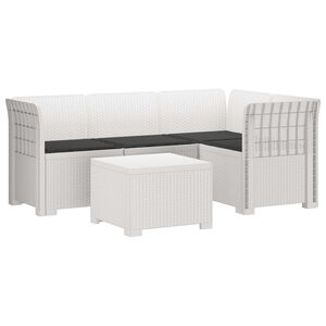 vidaXL Sofa ogrodowa dla 4 os&oacute;b z poduszkami w stylu rattanowym PP