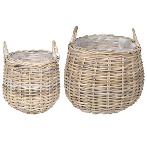 vidaXL Kosz na rośliny GENDT 2 szt. Naturalna szarość Rattan Kubu