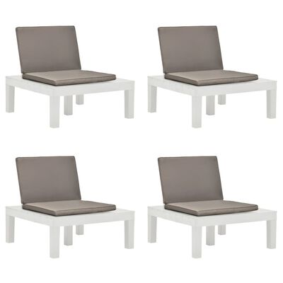 vidaXL Krzesła ogrodowe z poduszkami, 4 szt., plastik, białe