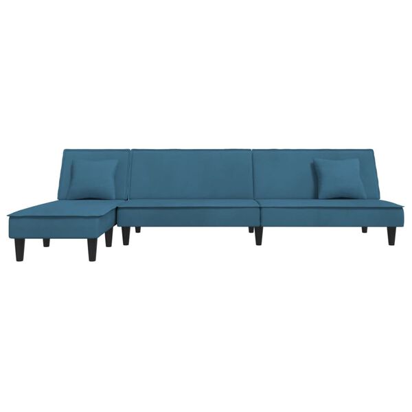 vidaXL Sofa rozkładana w kształcie L, niebieska, 255x140x70, aksamit