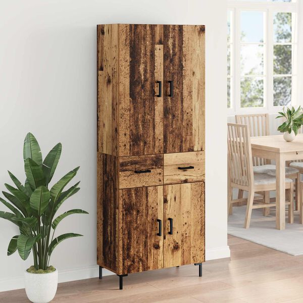 vidaXL Highboard Montowane na ścianie Stare drewno 69,5 x 34 x 180 cm