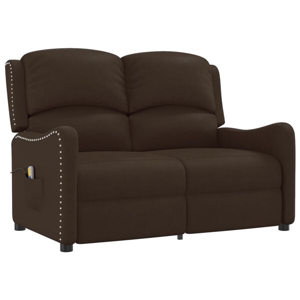 vidaXL Rozkładany fotel masujący 2-os., brązowy, ekoskóra z połyskiem