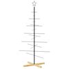 vidaXL Metalowa choinka z drewnianą podstawą, czarna, 150 cm