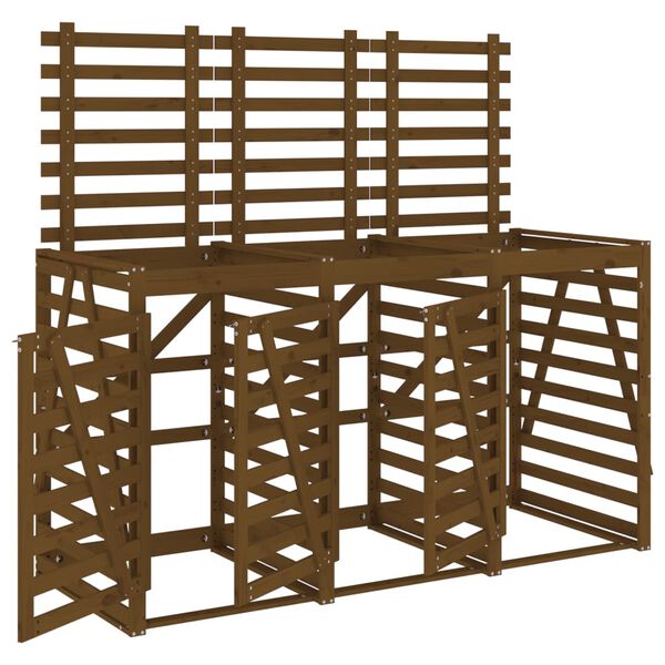 vidaXL Obudowa na 3 kosze na śmieci, miodowy brąz, lite drewno sosnowe