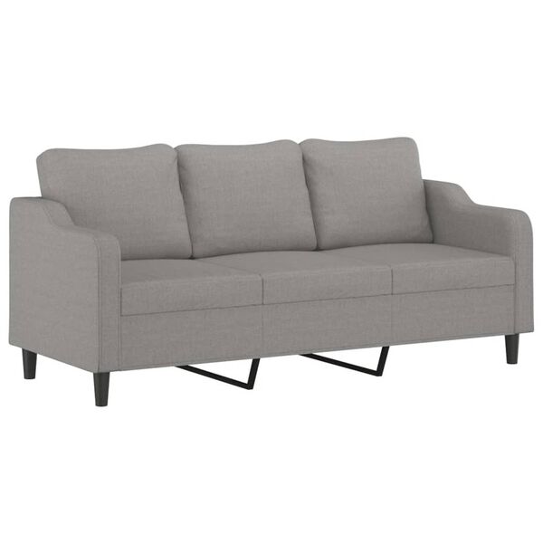 vidaXL Sofa 3-osobowa, jasnoszara, 180 cm, tapicerowana tkaniną