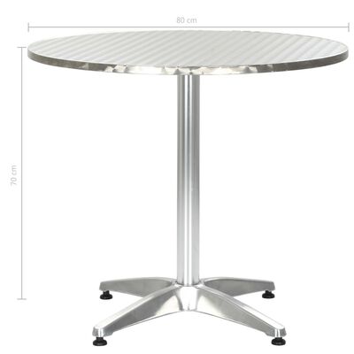 vidaXL Stół ogrodowy, srebrny, 80x70 cm, aluminiowy