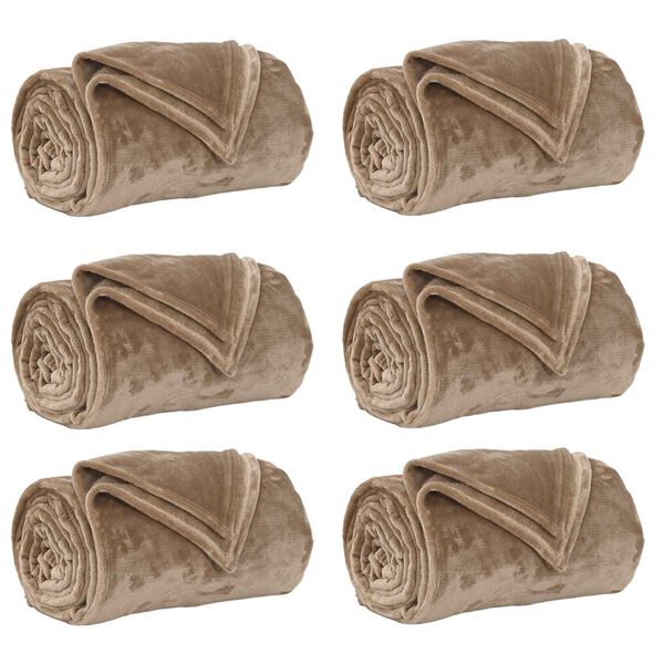 vidaXL Koce narzutowe 6 pcs Camel 240 x 270 cm Polar