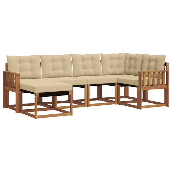 vidaXL Zestaw sof na zewnątrz z poduszką 6 pcs Naturalny i Beżowy