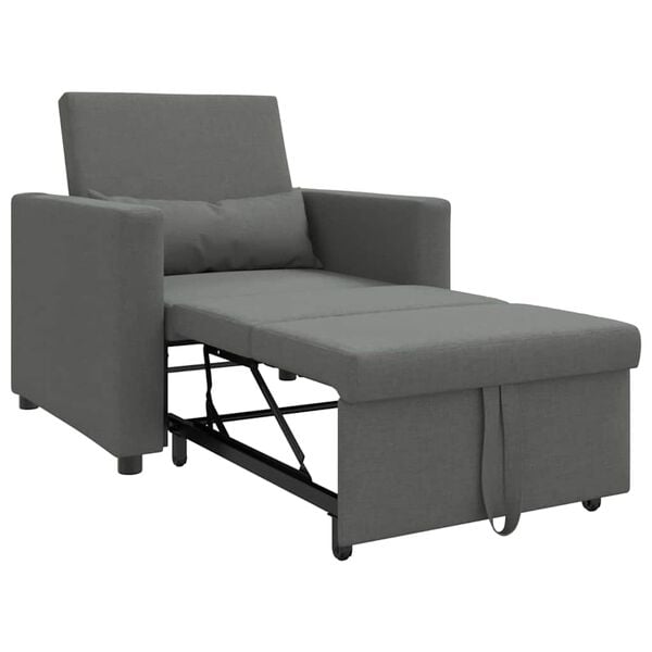 vidaXL Sofa łóżko jednoosobowe ciemno szary 90 x 165 x 87 cm tkanina