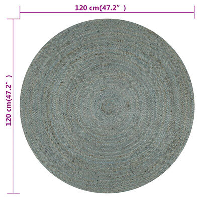 vidaXL Ręcznie wykonany dywan z juty, okrągły, 120 cm, oliwkowozielony