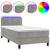 vidaXL Ł&oacute;żko kontynentalne z materacem i LED, szare 90x200 cm, aksamit