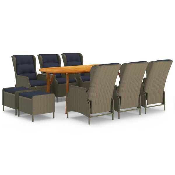 vidaXL 9-częściowy zestaw mebli ogrodowych, brązowy