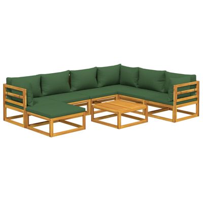 vidaXL 5-cz. zestaw wypoczynkowy do ogrodu, zielone poduszki, drewno