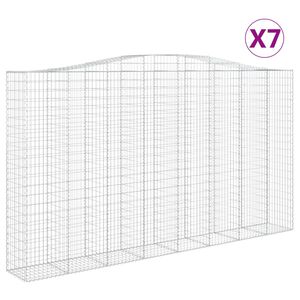 vidaXL Kosze gabionowe, 7 szt, 400x50x220/240 cm, galwanizowane żelazo