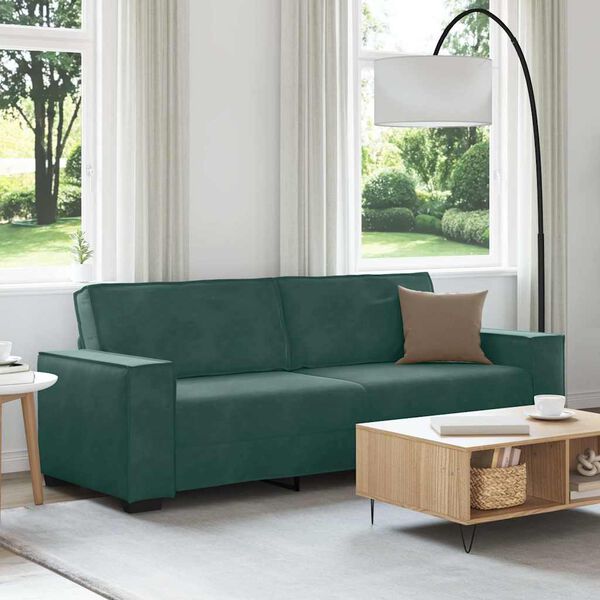 vidaXL Sofa 3-osobowa, ciemnozielony, 220x78x84 cm, obita aksamitem