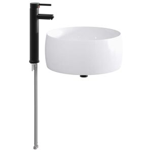 vidaXL Umywalka z kranem i odpływem Matowy czarny 38,5 x 38,5 x 16 cm