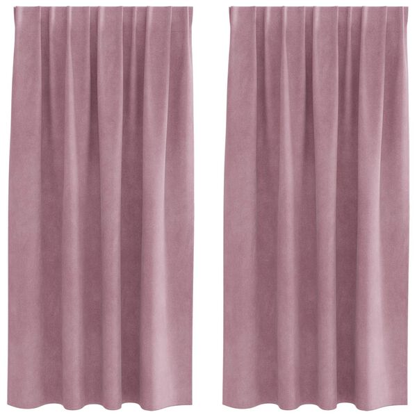 vidaXL Zasłony zaciemniające 2 pcs Ciemny R&oacute;ż 140 x 175 cm Aksamit