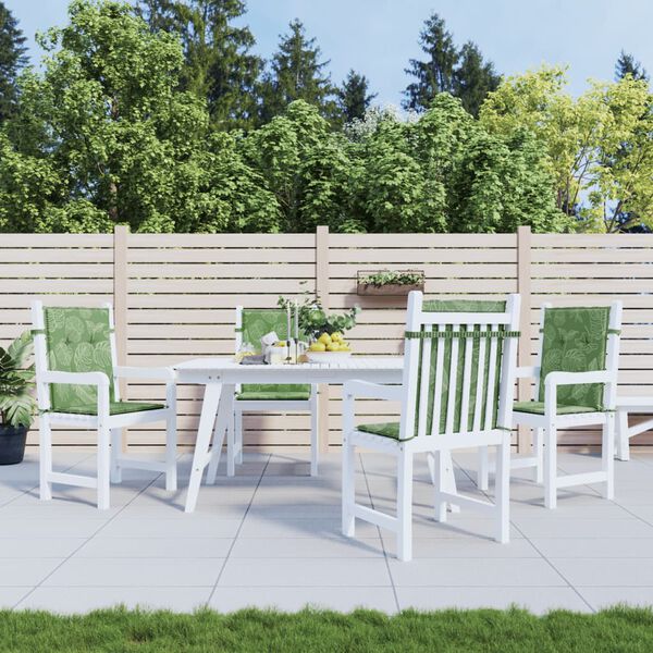 vidaXL Poduszki na krzesła z niskim oparciem, 4 szt., wz&oacute;r w liście