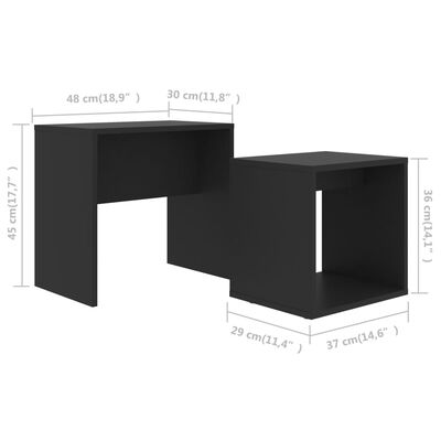 vidaXL Zestaw stolików kawowych, czarny, 48x30x45 cm