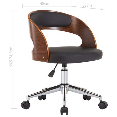 vidaXL Krzesła obrotowe, 6 szt., czarne, gięte drewno i sztuczna skóra