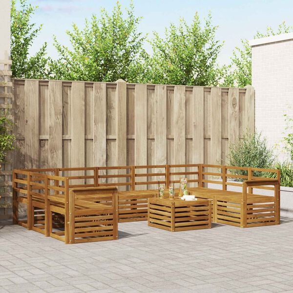vidaXL Zestawy sof 10 pcs Naturalny Lite Drewno Akacji
