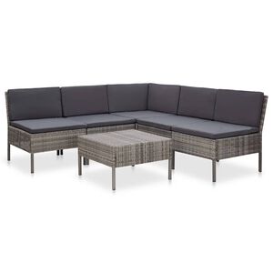 vidaXL 6-cz. zestaw wypoczynkowy do ogrodu, poduszki, rattan PE, szary