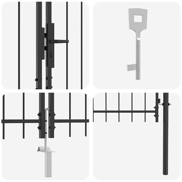 vidaXL Brama ogrodowa Czarny 175 x 500 cm