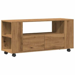 vidaXL Szafka pod TV z k&oacute;łkami, dąb artisan, materiał drewnopochodny