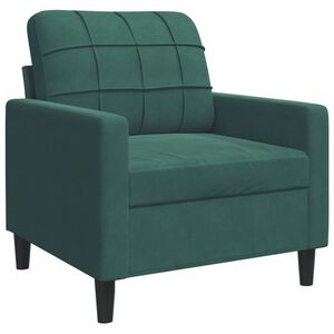 vidaXL Fotel, ciemnozielony, 60 cm, obity aksamitem
