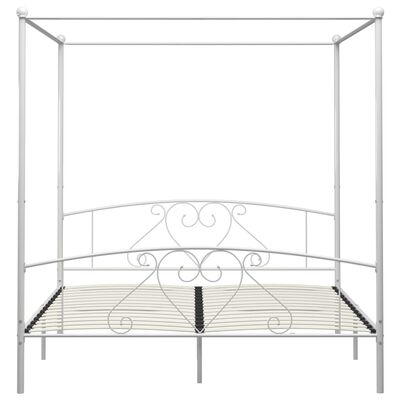 vidaXL Rama łóżka z baldachimem, biała, metalowa, 200 x 200 cm